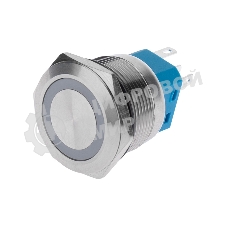 Кнопка антивандальная Rexant Ø 22 12 В Б/Фикс (5с) (ON)-OFF/(OFF)-ON подсв./зеленая