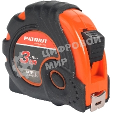 Рулетка PATRIOT MTP-3, ударопрочный корпус, обрезиненная, 3м
