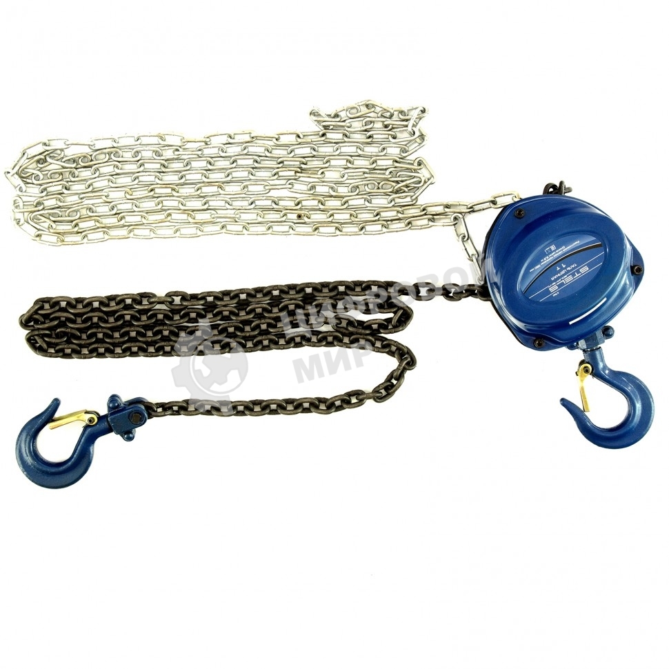 Таль цепная Stels 51944 1 т, h подъема 2,5 м, расстояние между крюками 350 мм