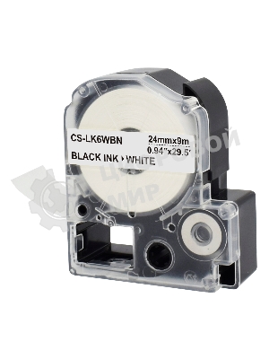 Картридж ленточный Cactus CS-LK6WBN черный, 24мм, 9м для Epson LW700/LW600P/LW1000P/Z700/Z900