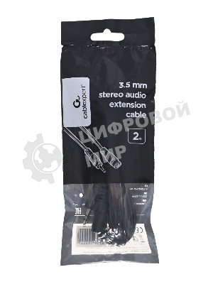Кабель-удлинитель аудио Cablexpert CCA-423-2M-N, Jack 3.5(M)/Jack 3.5(F), 2м, черный, пакет