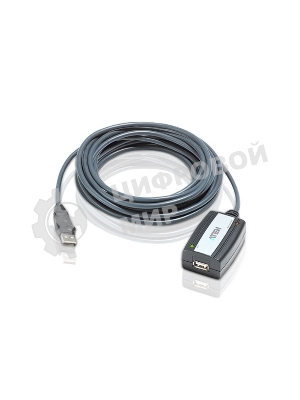 Кабель удлинитель активный(с усилителем) USB 2.0 AM/AF 5m, ATEN UE250-AT, 4 pin, опрессованный, серый