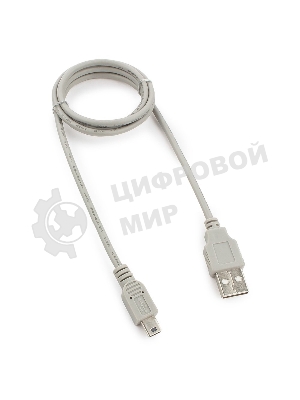Кабель USB2.0 Cablexpert CC-USB2-AM5P-3-N, AM/MiniUSB, медь, экран, Pro, 0.9м серый, пакет