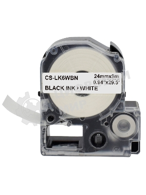 Картридж ленточный Cactus CS-LK6WBN черный, 24мм, 9м для Epson LW700/LW600P/LW1000P/Z700/Z900