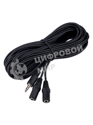 Кабель-разветвитель аудио Cablexpert CCA-415-5M-N, Jack 3.5(M) 3pin/2xJack 3.5(F), 5м, черный, пакет