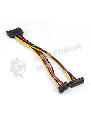 Кабель питания SATA ExeGate EX-CC-SATAM2F-0.15A (15pin M/2x15pinF, угловые разъемы, 0,15м)