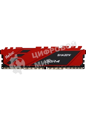 Оперативная память NETAC Shadow, DDR4, 8GB (1x8GB), 3200MHz, CL16, DIMM, с радиаторами, красный