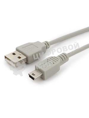 Кабель USB2.0 Cablexpert CC-USB2-AM5P-3-N, AM/MiniUSB, медь, экран, Pro, 0.9м серый, пакет