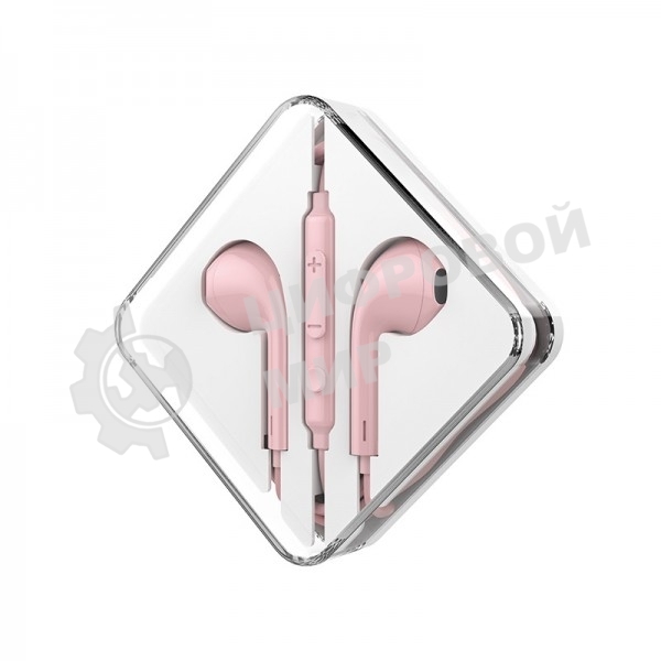 Проводные наушники Hoco M55 розовый, внутриканальные, Jack 3.5 мм