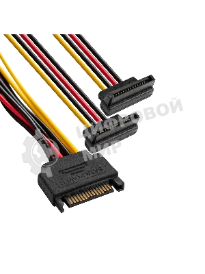 Кабель питания SATA ExeGate EX-CC-SATAM2F-0.15A (15pin M/2x15pinF, угловые разъемы, 0,15м)