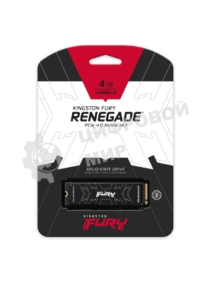 Накопитель SSD Kingston Fury Renegade, 4Tb, PCIe 4.0 x4, M.2 2280, NVMe, R/W 7300/7000, с радиатором