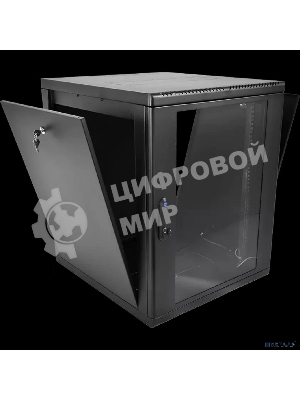 Шкаф телекоммуникационный настенный разборный ЦМО 15U (600 x 650) съемные стенки, дверь стекло, черный (ШРН-М-15.650-9005)