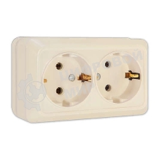 Розетка 2-м ОП Олимп 16А с заземл. беж. UNIVersal Б-О0128
