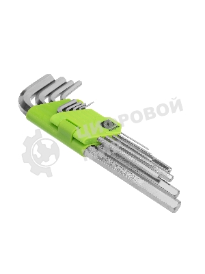 Набор ключей Сибртех имбусовых HEX, 1,5-10 мм, 45x, закаленные, 9 шт., удлиненные, никель.