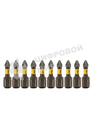 Набор бит торсионных Denzel PZ1x25 мм, лазерная обработка шлица, сталь S2, 10 шт.