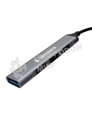 Разветвитель USB3.0/2.0 Gembird UHB-C202, USB3.0, 3xUSB2.0, кабель Type-C 10 см, алюминий, пакет