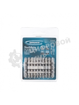 Набор бит Gross 11217 двухстор. ph2-pz2х45 мм сталь s2 10 шт.
