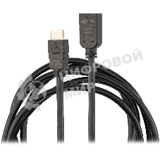Кабель-удлинитель аудио-видео Buro HDMI (m)/HDMI (f) 3м. позолоч.конт. черный