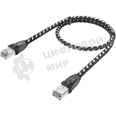 Патч-корд GCR PROF прямой 5.0m, UTP медь cat.6, STRONG черно-белый нейлон, ethernet high speed 10 Гбит/с, T568B, GCR-52779