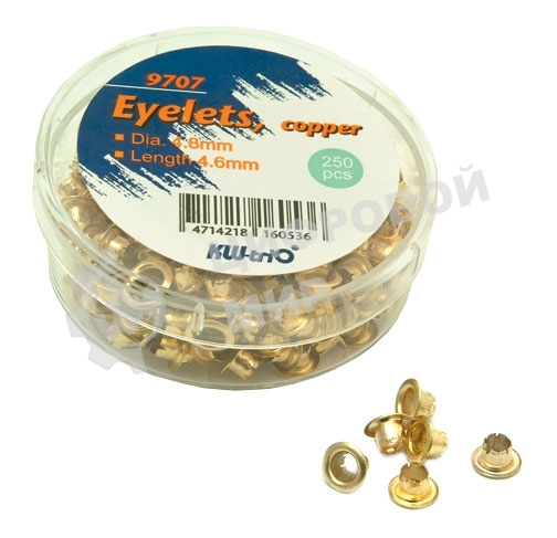 Люверс Kw-Trio 9707, до 30 листов, медный (упак:250шт)