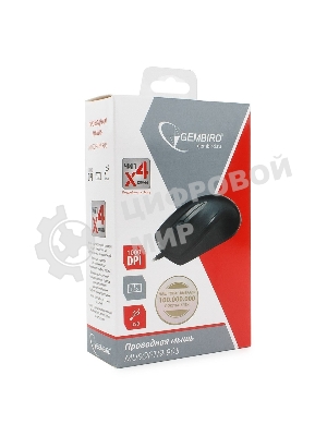 Мышь проводная Gembird MUSOPTI9-905U черный, 1000 dpi, USB, кнопки - 3