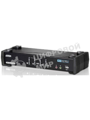 Переключатель KVM ATEN CS1784A-AT-G KVM+Audio+USB 2.0, 1 user USB+DVI => 4 cpu USB+DVI, со шнурами USB 4х1.8м., 2560x1600 60Hz DVI-D Dual Link/2048x