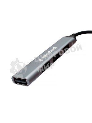 Разветвитель USB2.0 Gembird UHB-C201, 4xUSB2.0, кабель Type-C 10 см, алюминий, пакет