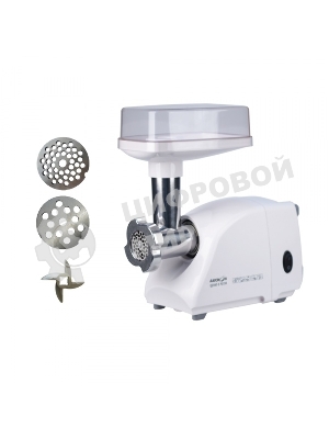 Мясорубка электрическая Аксион М14.01 белый, 600 Вт, 0.5 кг/мин, защита от перегрузки, насадки - 2