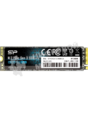 Накопитель SSD Silicon Power P34A60, 512Gb, M.2 2280, PCIe 3.0 x4, NVMe, R/W 2200/1600