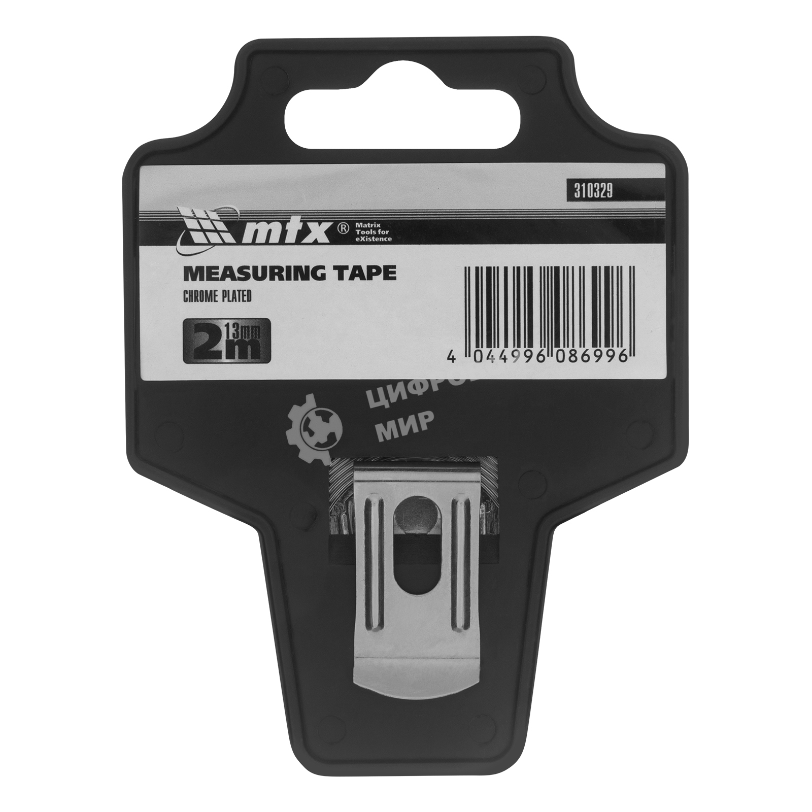 Рулетка MTX Chrom, 2 м x 13 мм, хромированный корпус