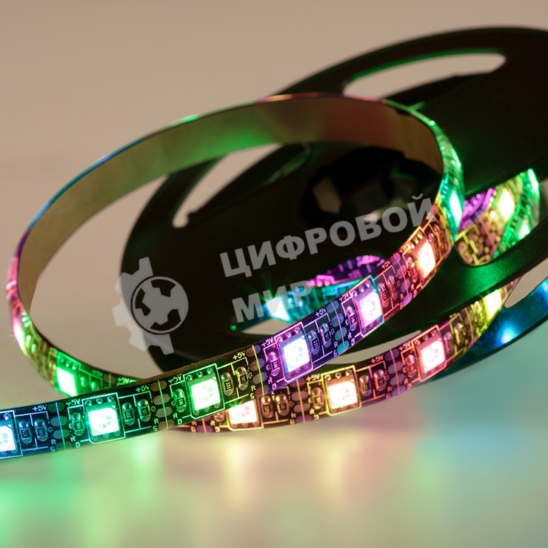 Лента светодиодная с USB коннектором 5 В, 10 мм, IP65, SMD 5050, 60 LED/m, цвет свечения RGb