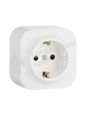 Розетка с заземлением с защитными шторками (Белая) Legrand 782220