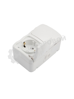 Блок из 2 розеток горизонтальный Kranz Mini OG открытой установки с заземлением, IP54 белый