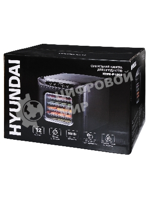 Сушка для фруктов и овощей Hyundai HYFD-P1203 12под. 500 Вт, черный