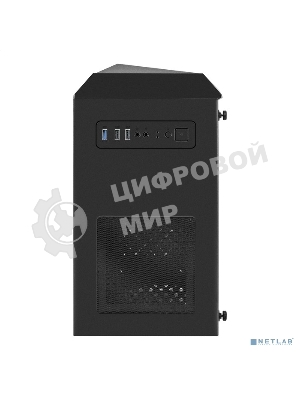 Компьютерный корпус Minitower ExeGate EX294384RUS Mistery R2 (mATX, без БП, 2*USB+1*USB 3.0, аудио, черный, 1 вент. 12см с RGb подсветкой и полоса на передней панели, боковая панель - закаленное стекло)