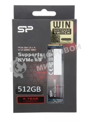 Накопитель SSD Silicon Power P34A60, 512Gb, M.2 2280, PCIe 3.0 x4, NVMe, R/W 2200/1600