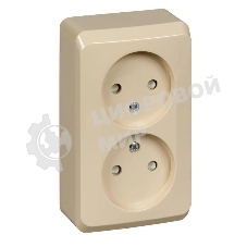 Розетка 2-м ОП Этюд 16А IP20 защ. шторки без заземл. крем. SchE PA16-006K