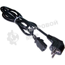 Шнур питания Lanmaster C13-Schuko угловая, 3х0.75, 220В, 10А, черный, 1 метр
