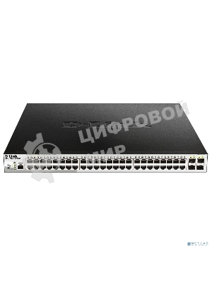 Коммутатор управляемый 2 уровня D-Link DGS-1210-52MPP/ME/B3A PROJ с 48 портами 10/100/1000Base-T и 4 портами 1000Base-X SFP (48 портов с поддержкой PoE 802.3af/802.3at (30 Вт), PoE-бюджет 740 Вт)