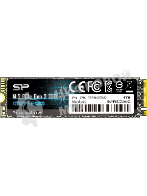 Накопитель SSD Silicon Power P34A60, 1Tb, PCIe 3.0 x4, M.2 2280, NVMe, R/W 2200/1600