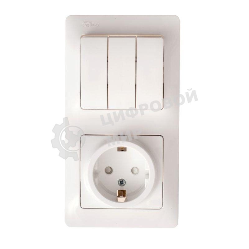 Блок комбинированный GLOSSA розетка + выкл. 3-кл. бел. SchE