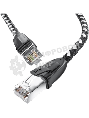 Патч-корд GCR PROF прямой 3.0m, UTP медь cat.6, STRONG черно-белый нейлон, ethernet high speed 10 Гбит/с, T568B, GCR-52778