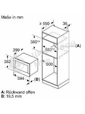 Встраиваемая микроволновая печь Bosch BER7321B1 900Вт, 5 режимов, кварцевый гриль,инвертер, 21 л, черный, петли справа