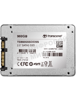 Накопитель SSD Transcend SSD220S, 960Gb, SATA III, 2.5