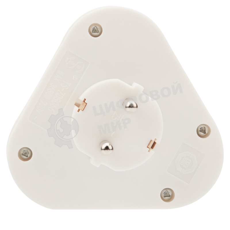 Тройник электрический Rexant пирамида 16 А с заземлением белый