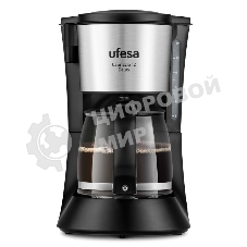 Кофеварка капельная Ufesa CG7125 Capriccio 12 DelUX черный/серебристый, исп. кофе - молотый, 1.2 л, 680 Вт.