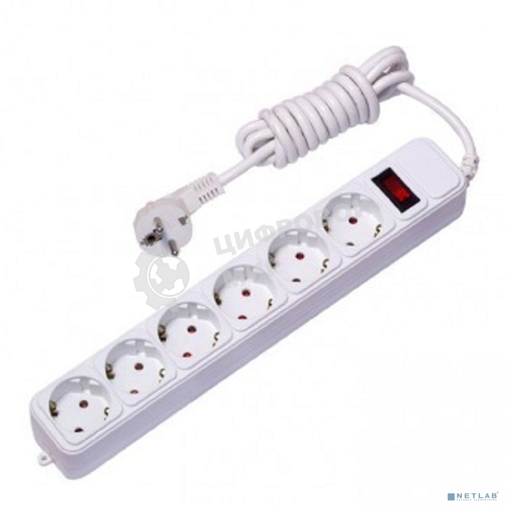 Сетевой фильтр EKF UFA16-310-6-018 6x1,8 м 16А/3,2 кВт с выкл. c/з ПВС 3х1,0 Блокбастер XL EKF PROxima