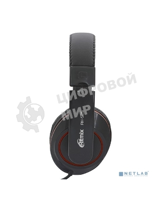 Проводные наушники Ritmix RH-525 черный, накладные, Jack 3.5 мм, складная конструкция