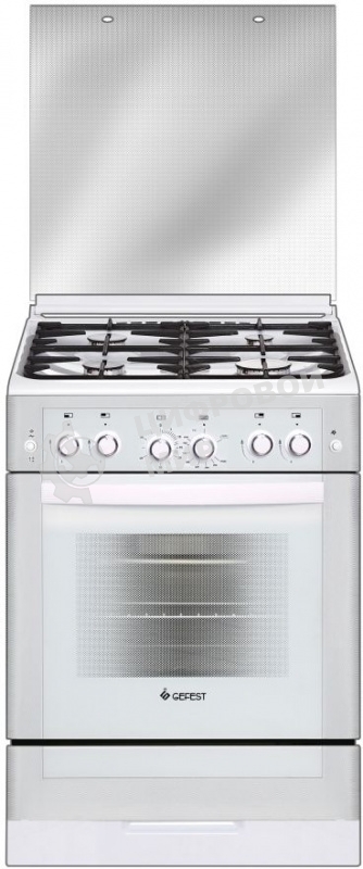 Плита газовая Gefest ПГ 6300-02 0040 белый, конфорок 4 шт, духовка 52 л, 60 см x 85 см x 60 см