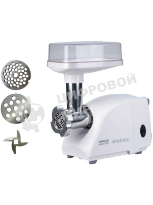 Мясорубка электрическая Аксион М14.01 белый, 600 Вт, 0.5 кг/мин, защита от перегрузки, насадки - 2